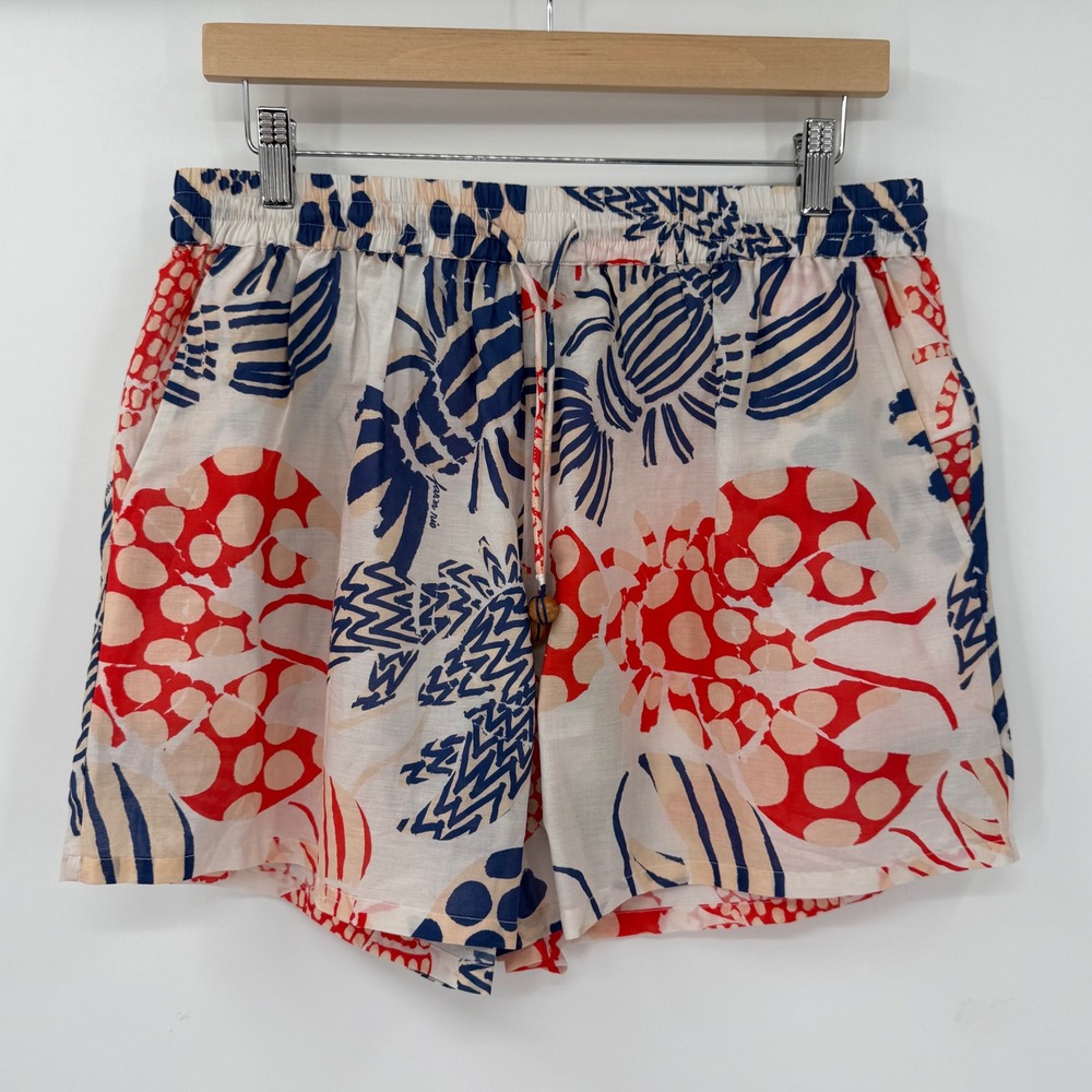 NWT Farm Rio Lobster Print 100% Cotton Pull-On Shorts Women Size Large - Picture 1 of 11